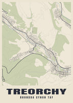 Street map poster of Treorchy, Rhondda Cynon Taf