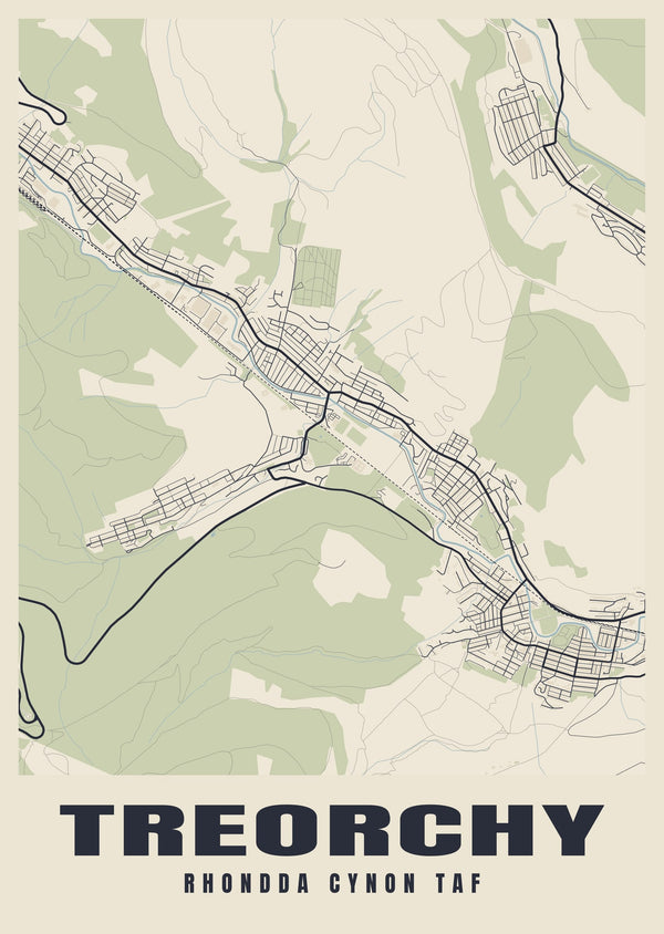 Treorchy Street Map Poster