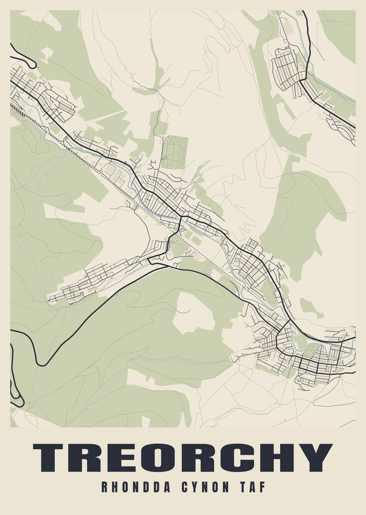 Treorchy Street Map Poster