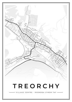 Treorchy Village Centre Street Map Poster