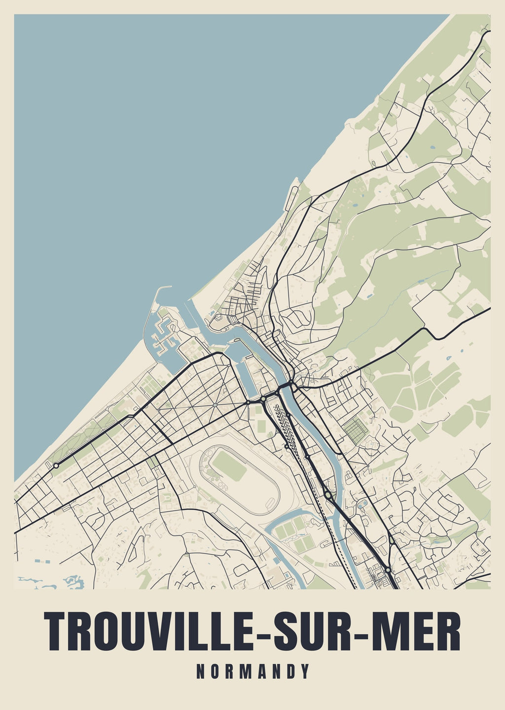 Street map poster of Trouville-sur-Mer, Normandy