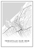 Street map poster of Trouville-sur-Mer village centre, Normandy