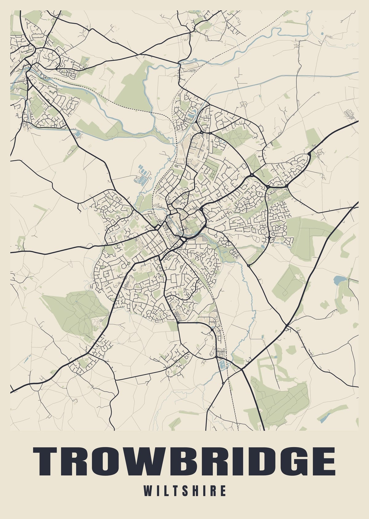 Street map poster of Trowbridge, Wiltshire