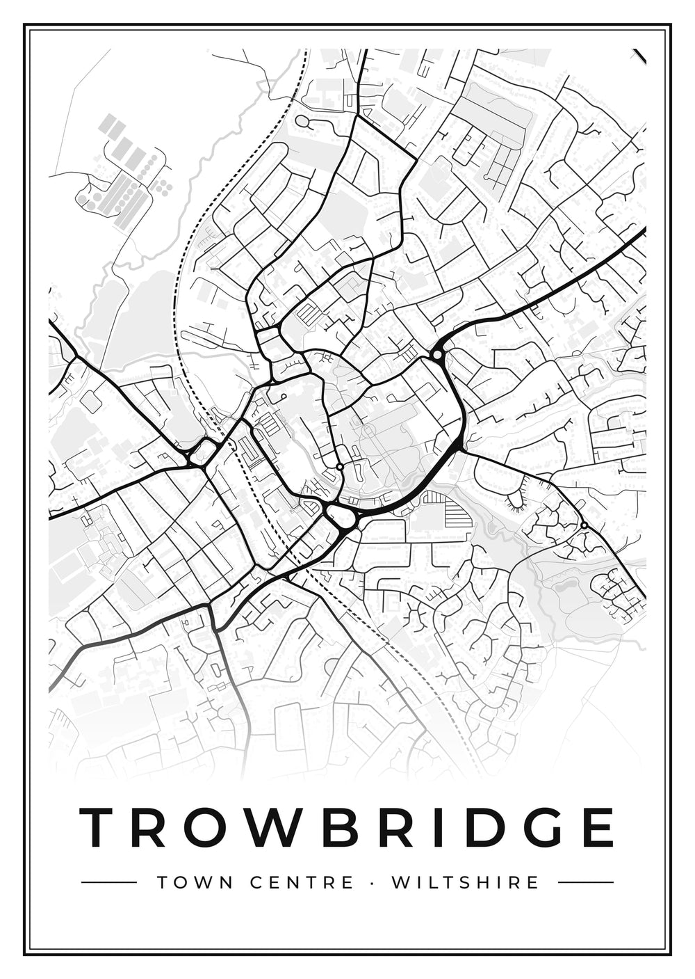 Trowbridge Town Centre Street Map Poster
