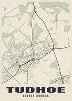 Street map poster of Tudhoe, County Durham