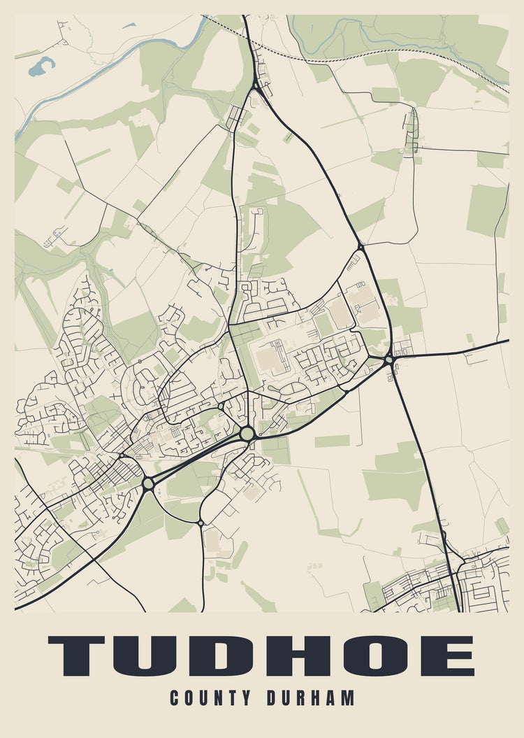 Tudhoe Street Map Poster