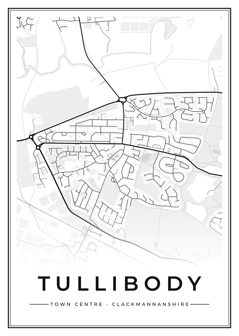 Tullibody Town Centre Street Map Poster
