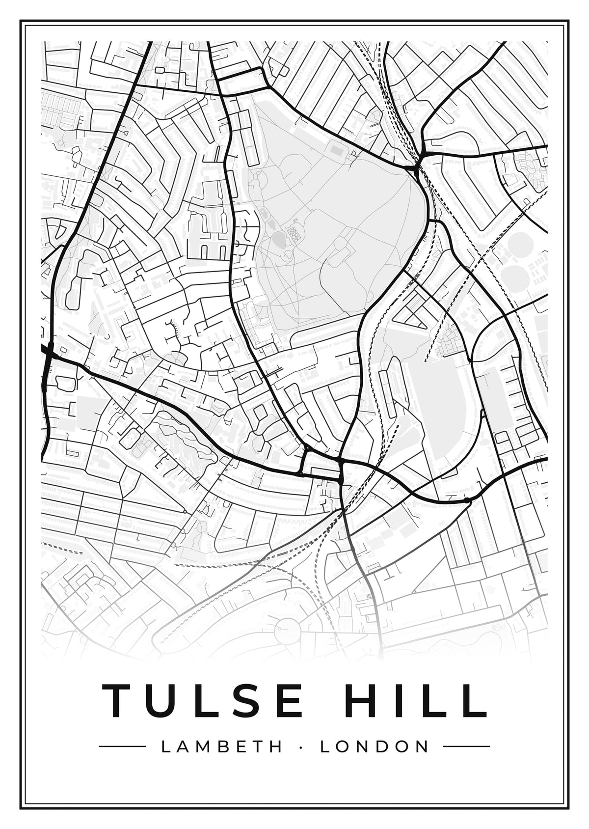 Street map poster of Tulse Hill, Lambeth, London