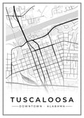 Street map poster of downtown Tuscaloosa, Alabama