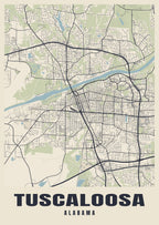 Street map poster of Tuscaloosa, Alabama