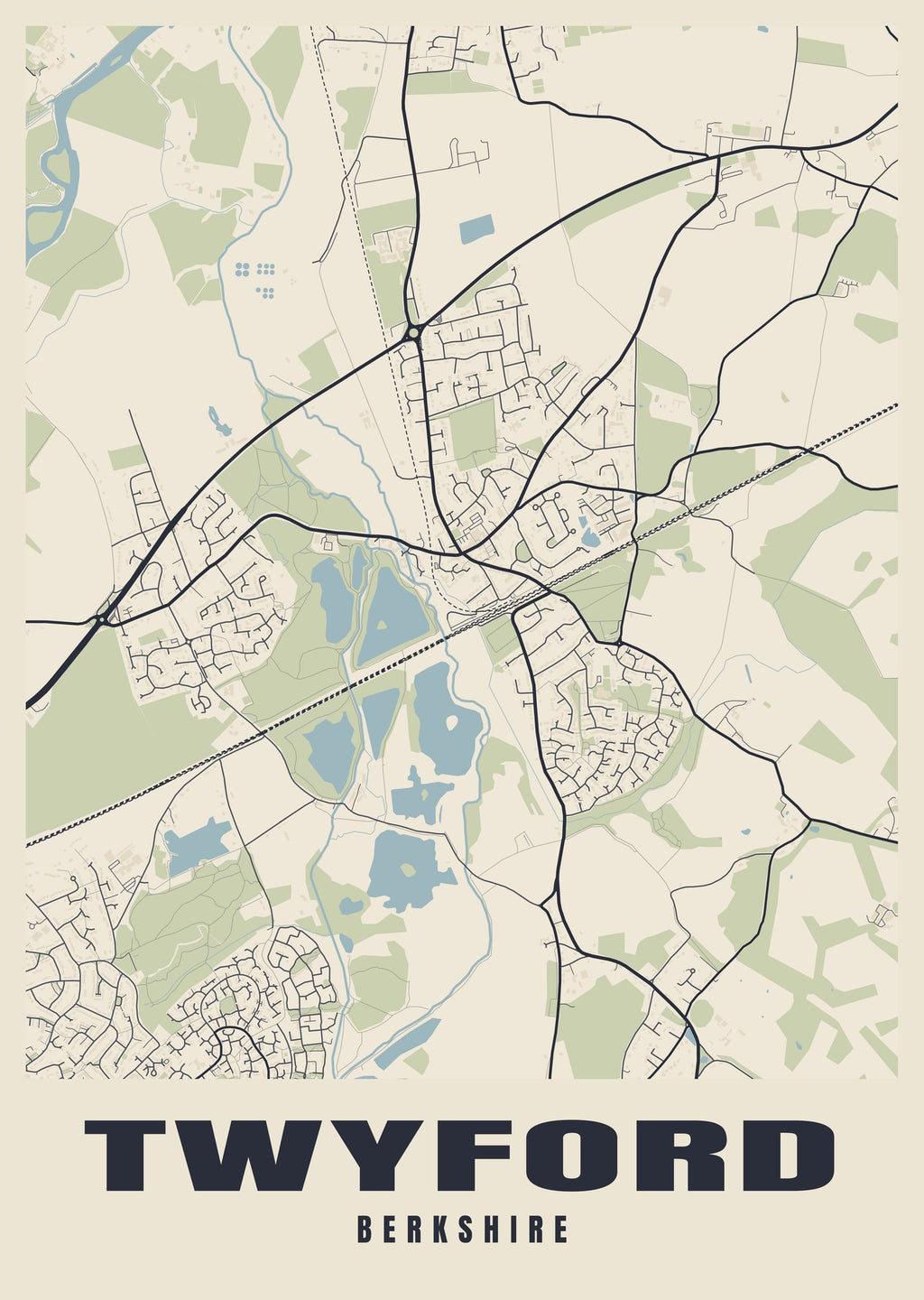 Street map poster of Twyford, Berkshire