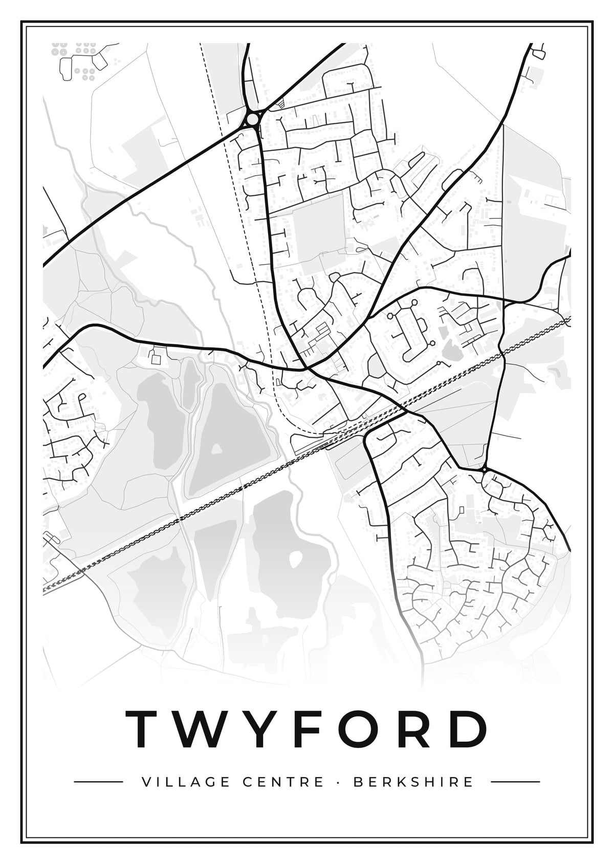 Street map poster of Twyford village centre, Berkshire