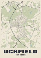 Street map poster of Uckfield, East Sussex
