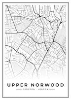 Street map poster of Upper Norwood, Croydon, London