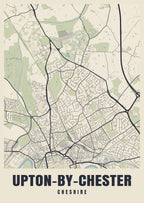 Street map poster of Upton-by-Chester, Cheshire
