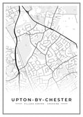 Street map poster of Upton-by-Chester village centre, Cheshire