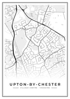 Street map poster of Upton-by-Chester village centre, Cheshire