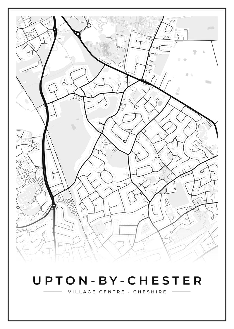 Upton-by-Chester Village Centre Street Map Poster