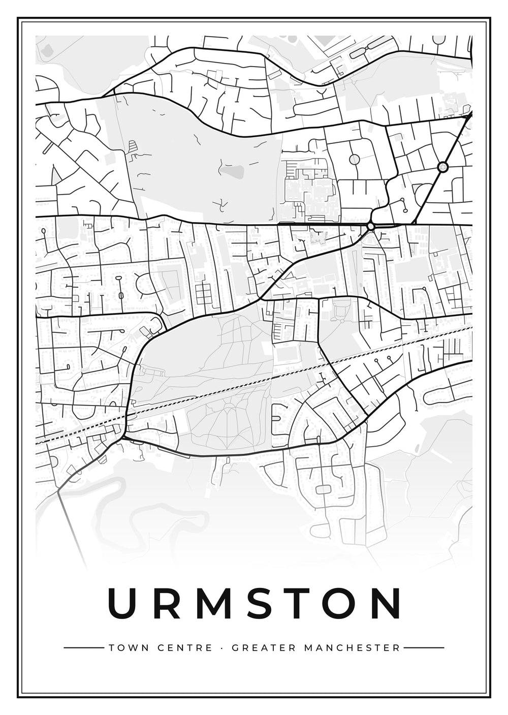 Urmston Town Centre Street Map Poster