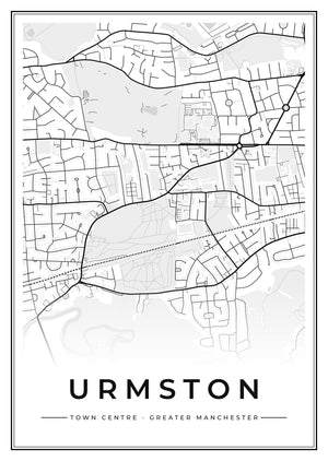 Urmston Town Centre Street Map Poster