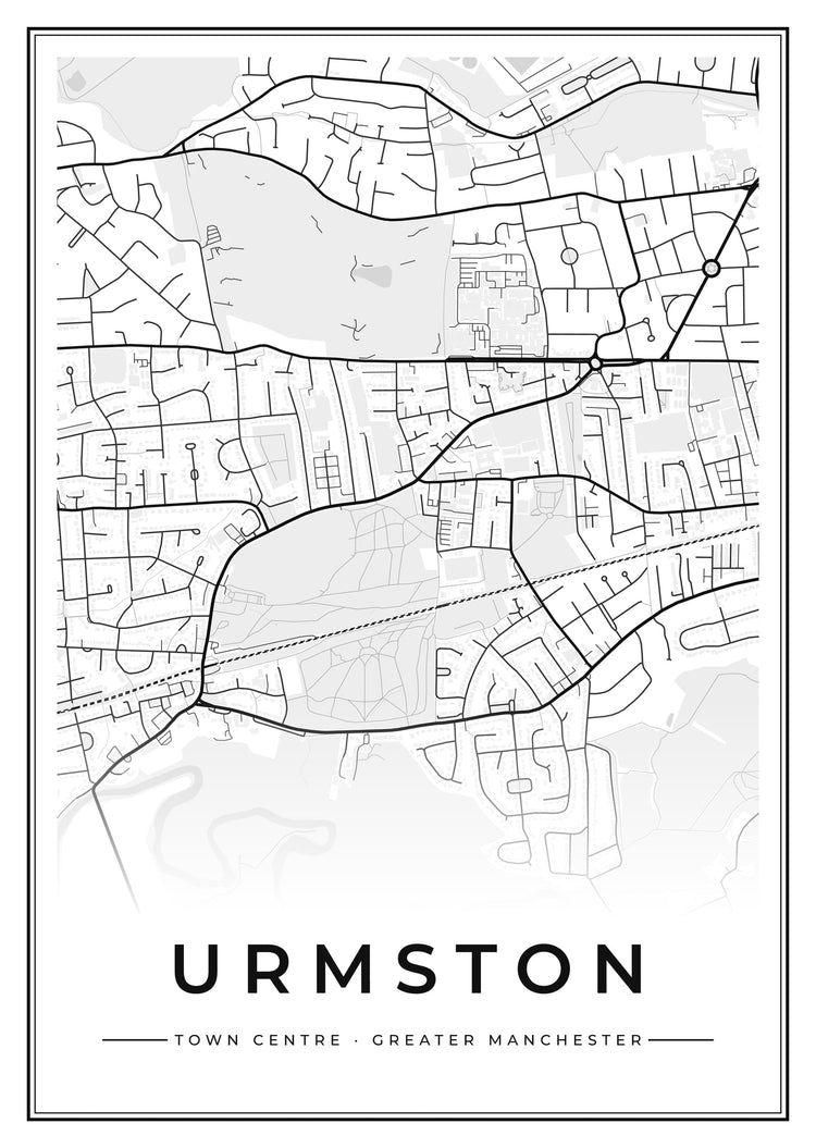 Urmston Town Centre Street Map Poster