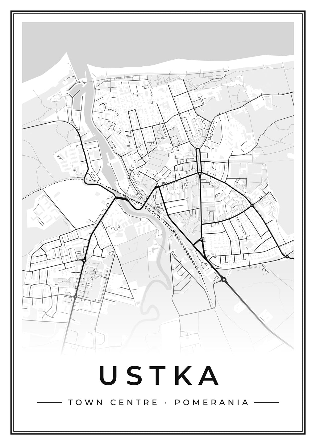 Street map poster of Ustka town centre, Pomerania