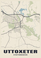 Street map poster of Uttoxeter, Staffordshire