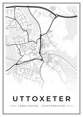 Street map poster of Uttoxeter town centre, Staffordshire