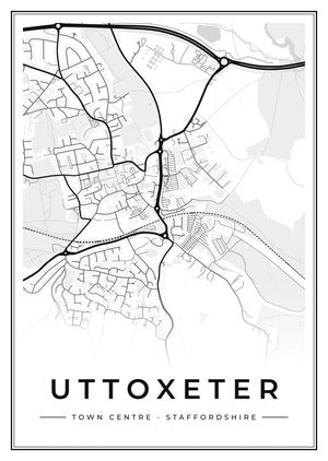 Uttoxeter Town Centre Street Map Poster