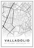 Street map poster of Valladolid city centre, Castile and León