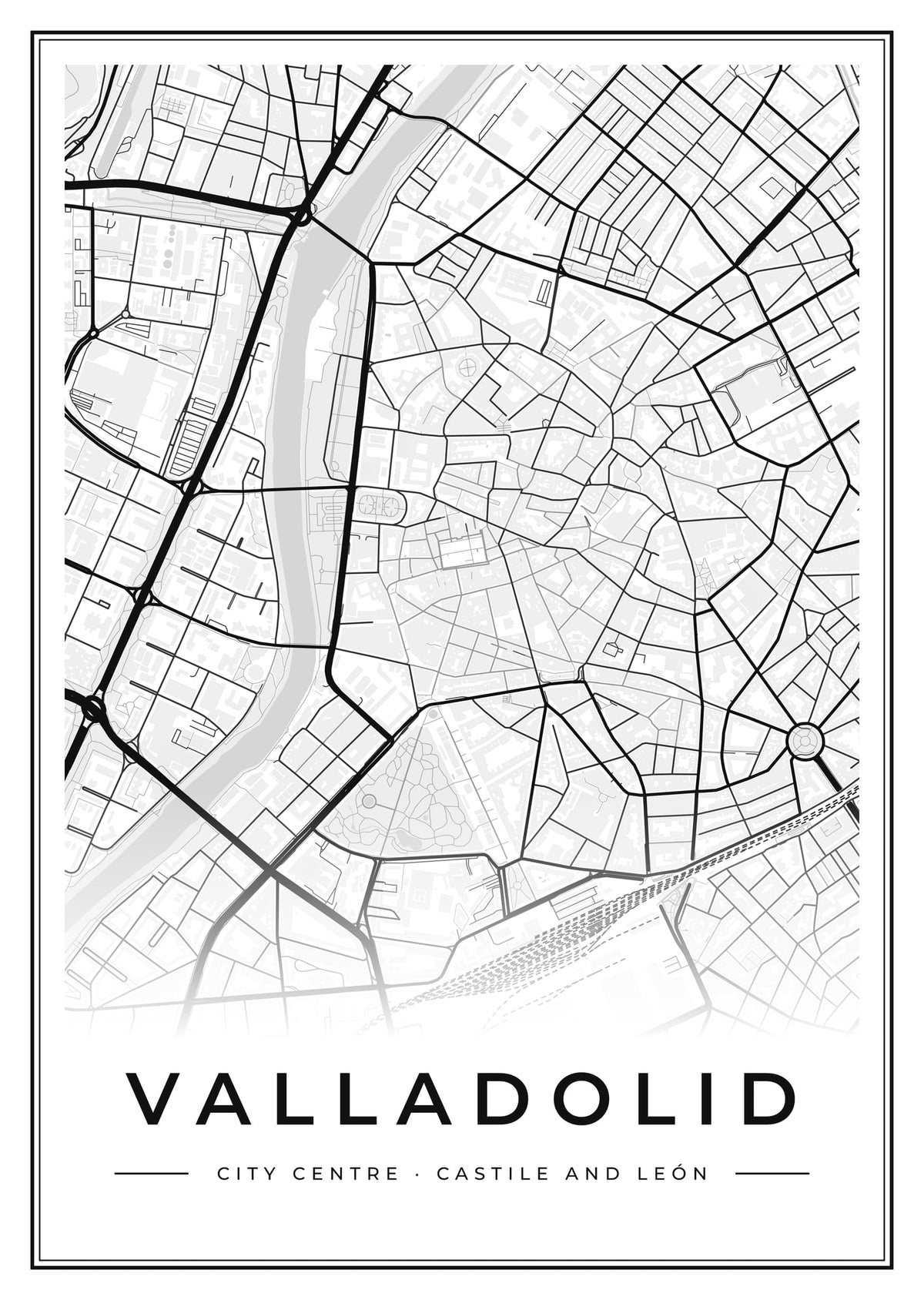 Street map poster of Valladolid city centre, Castile and León