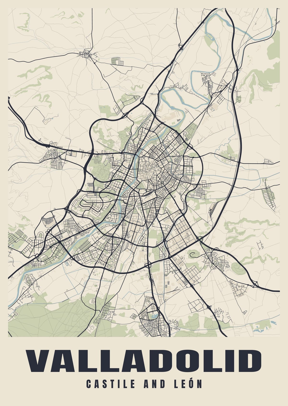 Street map poster of Valladolid, Castile and León