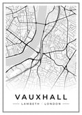 Street map poster of Vauxhall, Lambeth, London