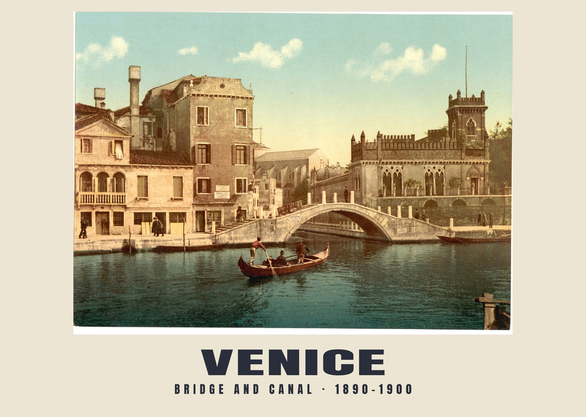 Bridge and Canal, Venice, 1890–1900 heritage photograph