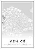 Street map poster of Venice city centre, Veneto