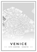 Street map poster of Venice city centre, Veneto