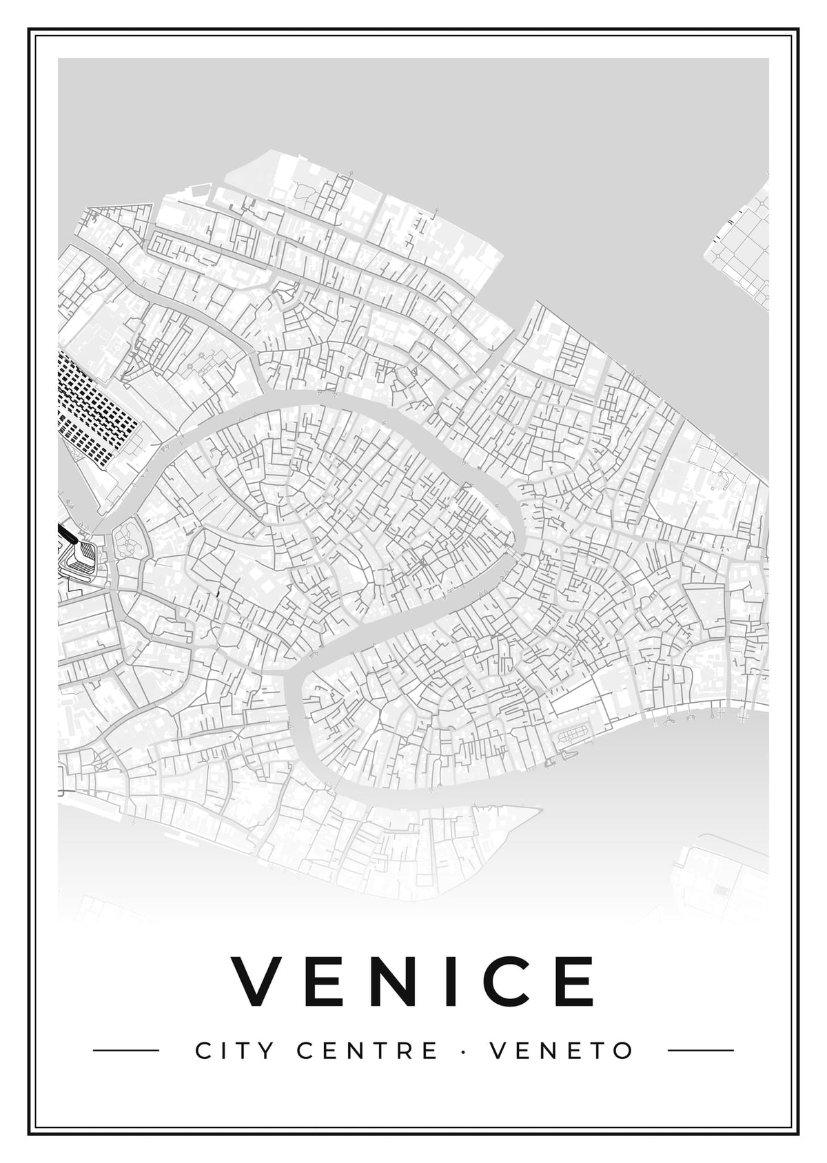 Street map poster of Venice city centre, Veneto