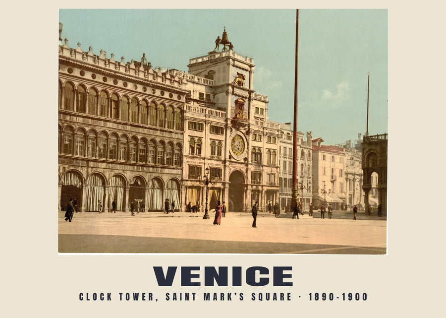 Torre dell’Orologio, Piazza San Marco, Venice — 1890–1900 · Vintage photochrom print