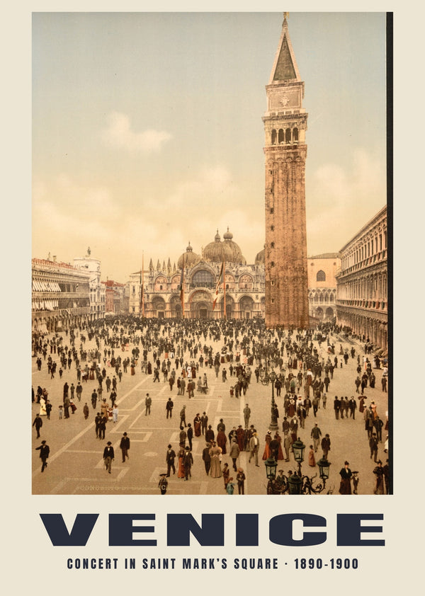 Concert in Saint Mark’s Square, Venice — 1890–1900 · Vintage photochrom print