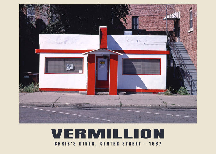 Chris’s Diner, Center Street, Vermillion, South Dakota — 1987 · Historic photograph print