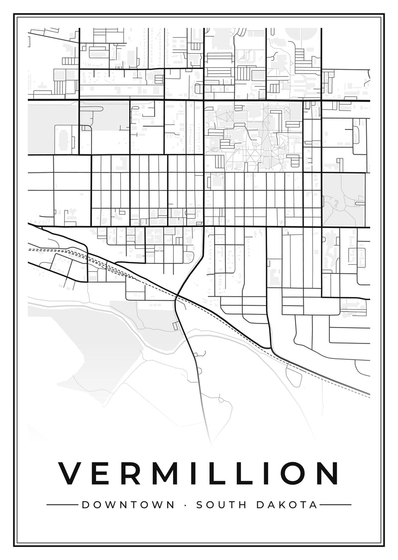 Vermillion Downtown Street Map Poster