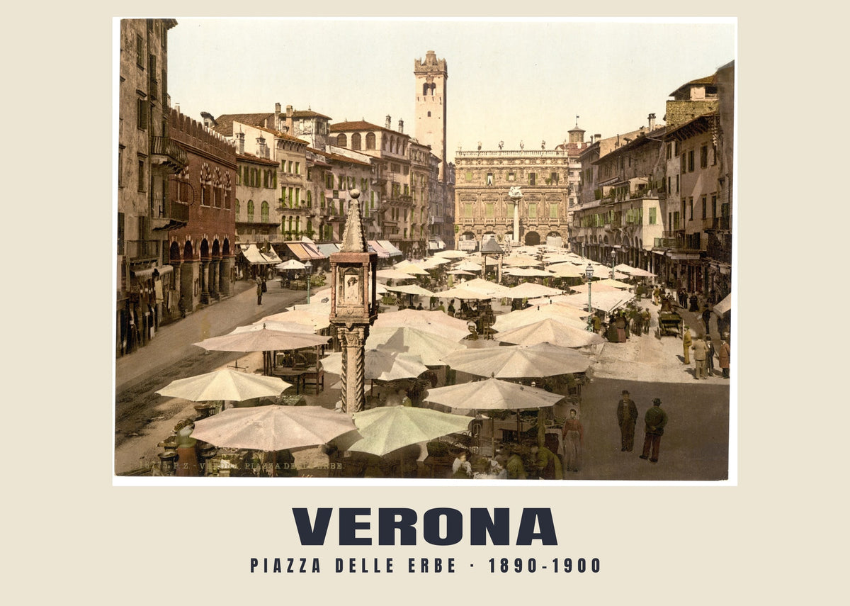 Piazza delle Erbe, Verona, 1890–1900 heritage photograph