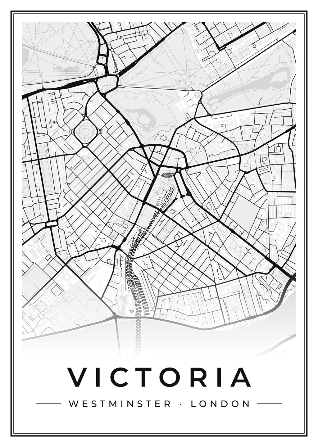 Street map poster of Victoria, Westminster, London