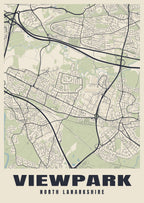Street map poster of Viewpark, North Lanarkshire