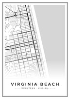 Street map poster of downtown Virginia Beach, Virginia