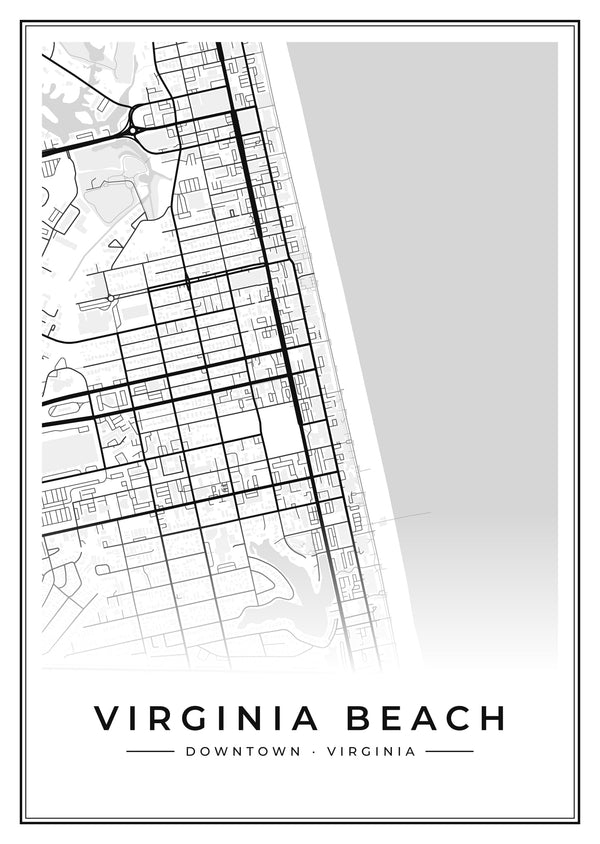 Virginia Beach Downtown Street Map Poster