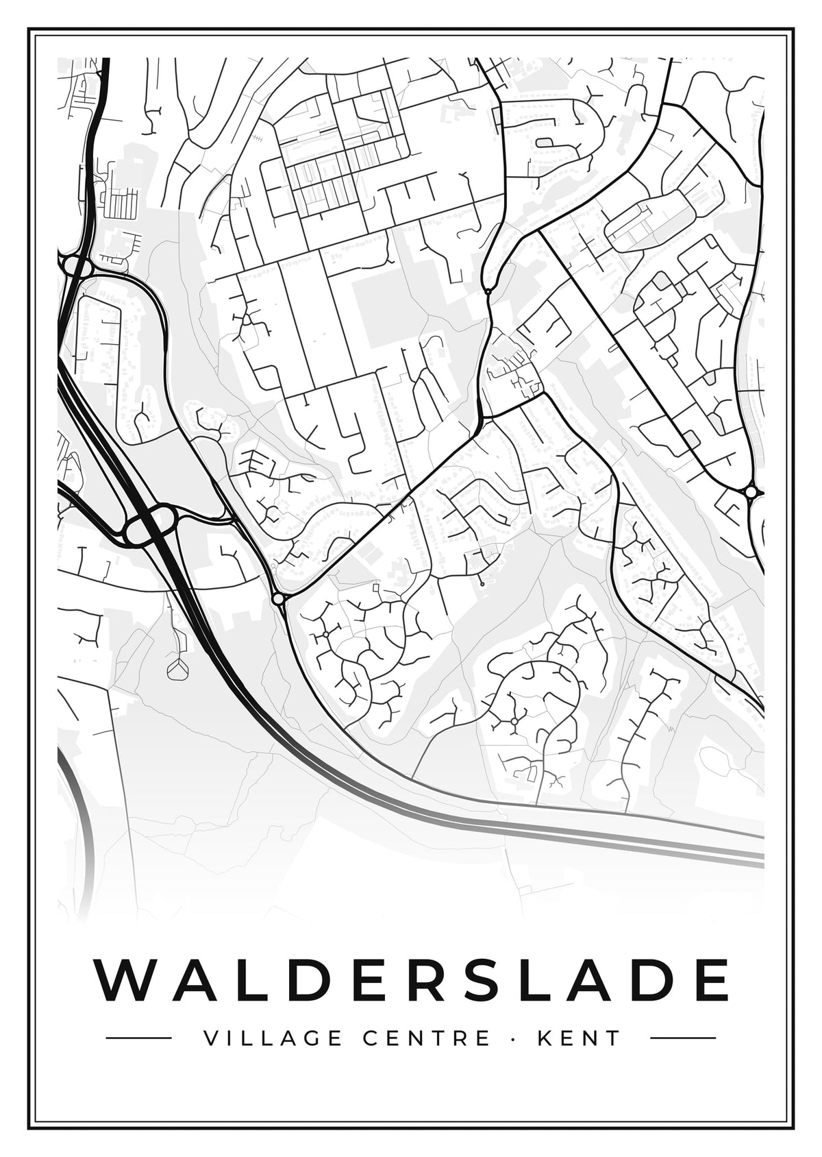 Street map poster of Walderslade village centre, Kent