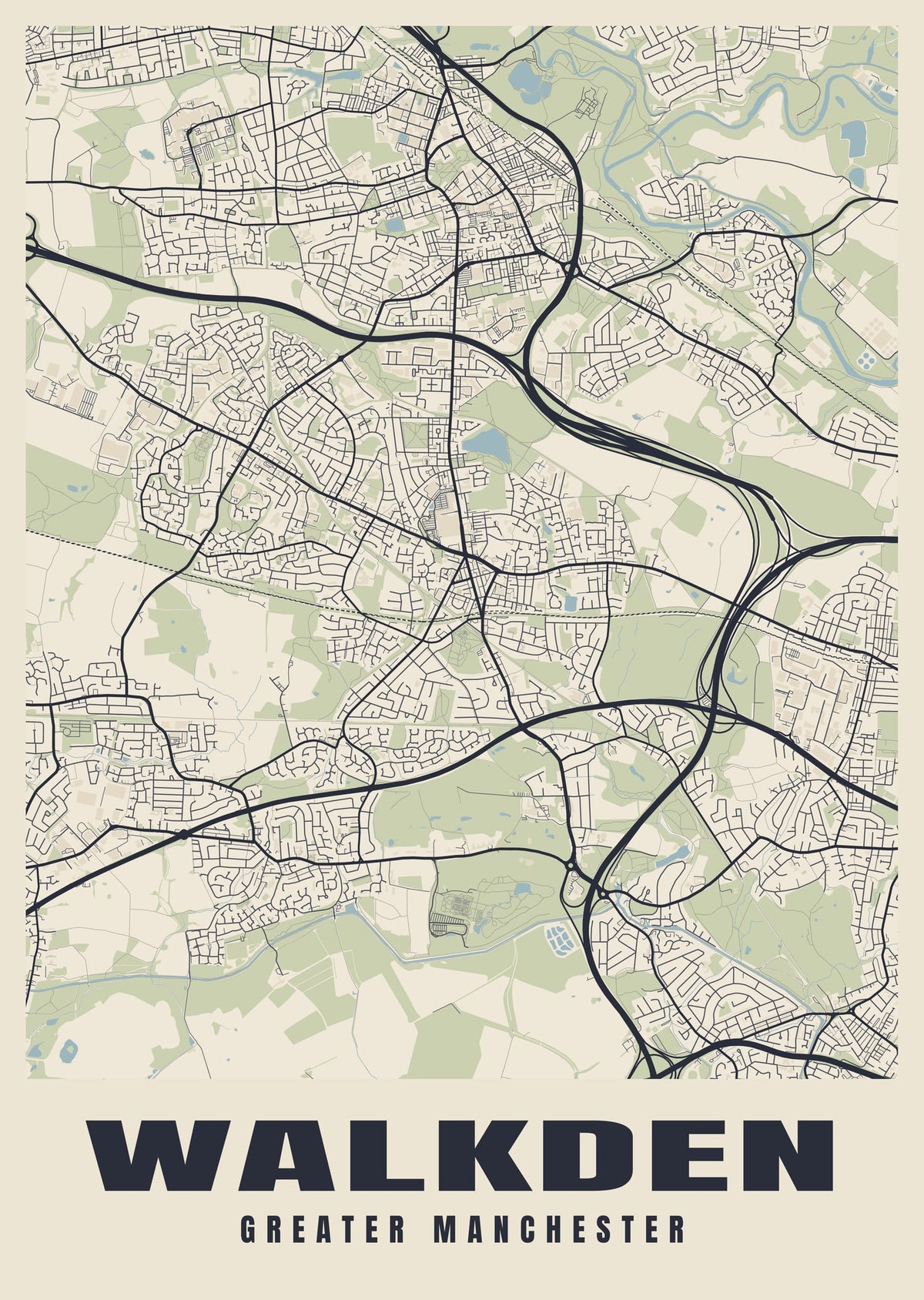 Street map poster of Walkden, Greater Manchester