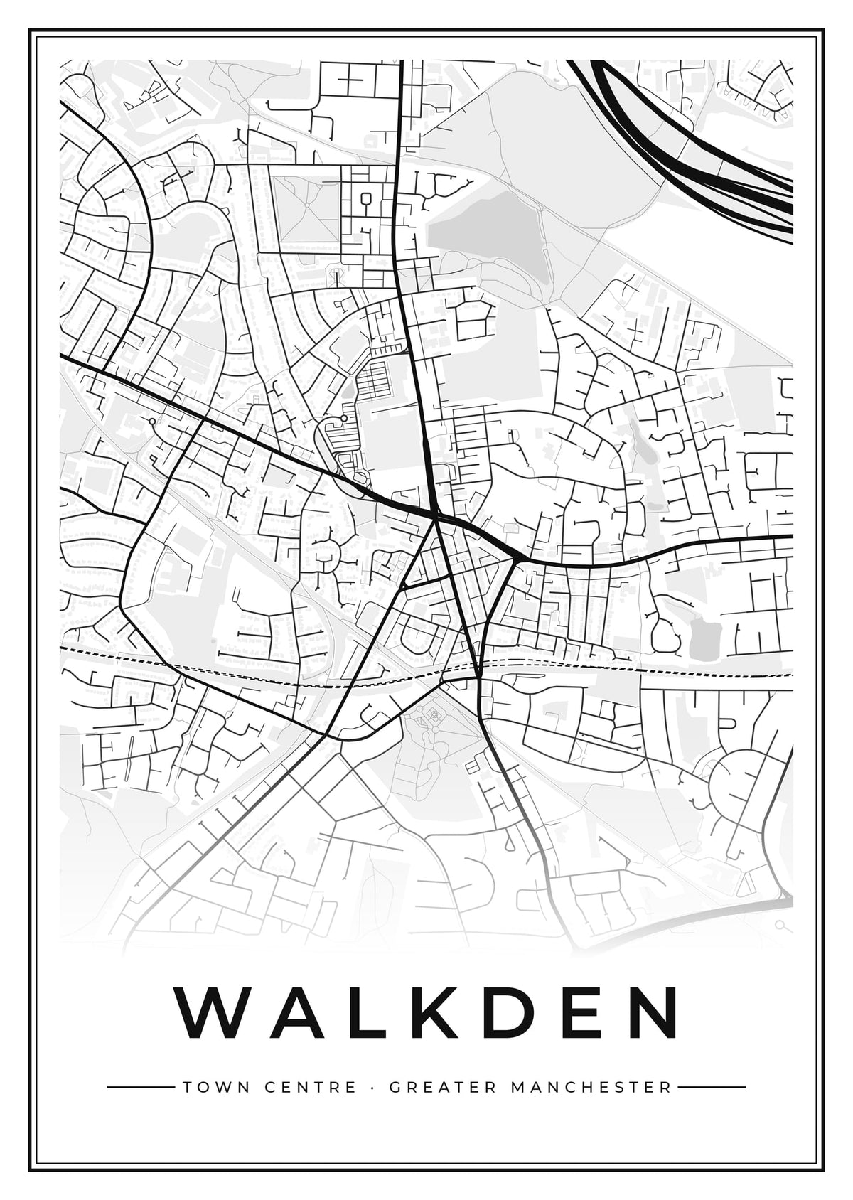 Street map poster of Walkden town centre, Greater Manchester