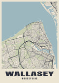 Street map poster of Wallasey, Merseyside